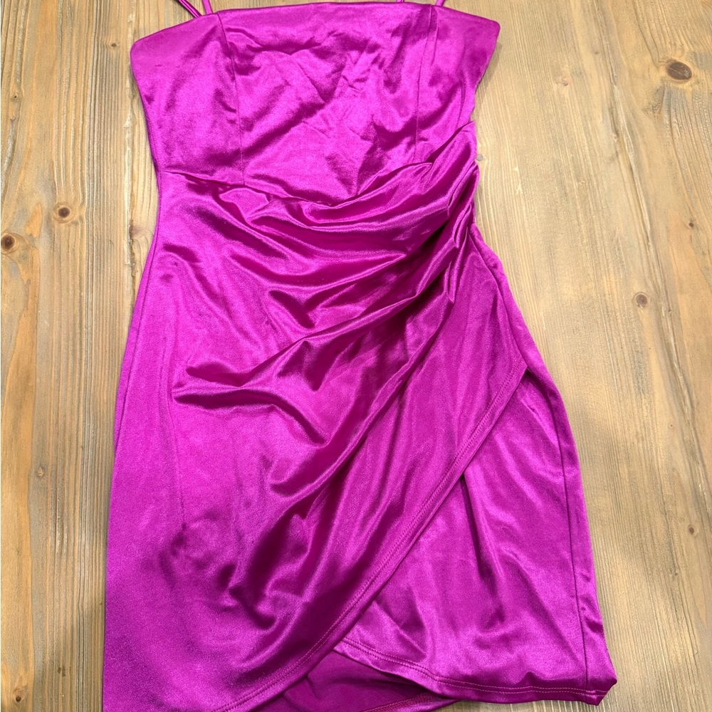 Windsor Fuchsia Satin Mini Dress